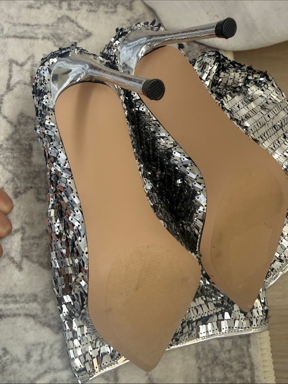 Steve Madden Silver Sequin Pointed-Toe Stiletto Boots. 8.5 New w/out box - Picture 4 of 5